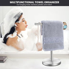 T-Shape Bath Hand Towel Holder Stand, Stainless Steel Free Standing Hand Towel Rack, for Bathroom Kitchen & Countertop, Silver