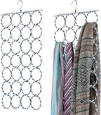 Flexzion Scarf Organizer for Closet - 28 Slot Scarf Hanger Hijab Organizer, Space Saver for Socks, Shawls, Ties, Towels, Belts, Multi Purpose Hanging Rack Storage, 2 Pack Colors May Vary