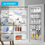 ZHXNBXX Over The Door Shoe Organizers with 24 Mesh Pockets Shoe Organizer Storage Hanging SimpleHouseware Shoe Holder for Rack (White)