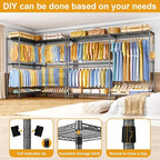 E15 Pro Garment Rack L Shaped Clothes Rack for Corner，Freestanding Clothing Racks for Hanging Clothes，Heavy Duty Closet System with 4 Hanging Rods & 8 S Hooks，48.8"W x 15.8"D x 78.4"H，Grey