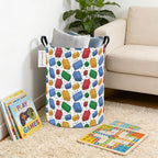 QUEENLALA Large Storage Basket,Laundry Hamper/Bathroom/Home Decor/Collapsible Round Storage Bin,Boys and Girls Hamper/Boxes/Clothing(Round-Blocks)