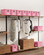 Oterri File Organizer, File Box, File Cabinet for Letter File Folder Storage, Portable Storage Bins with Lids for Office/Decor/Home, 1 Pack, New-pink-Box only