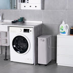 Slim Laundry Hamper with Lid and Wheels, Small Rolling Laundry Basket with Handle for Small Spaces, Tall Dirty Clothes Hampers for Dorm, Bathroom and Bedroom, 55L, Grey