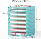 Lavatino 2 Pack 8-Tier Office Desk File Organizer, Letter Tray Paper Organizer with Handle, Including 5 Adjustable Slide Trays for Organizing Desk Workspace Accessories and Supplies (Blue Metal Mesh)