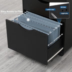 QDSSDECO 3 Drawer Mobile File Cabinet, Rolling Vertical Filing Cabinet fits A4, Legal Paper and Letter Paper for Home Office, Black