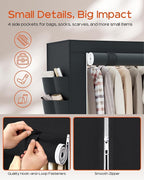 Portable Closet, 81.5 Inch Extra Large Capacity Wardrobe Closet with Cover, Clothes Storage Organizer with Shelves and 5 Hanging Rods, Easy to Assembly, Black PCT136B01