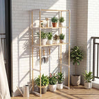 COSTWAY 3-Tier Over The Toilet Rack, Solid Wood Vertical Organizer with Slatted Shelves, Freestanding Space-Saving Toilet Storage Rack for Bathroom, Laundry Room
