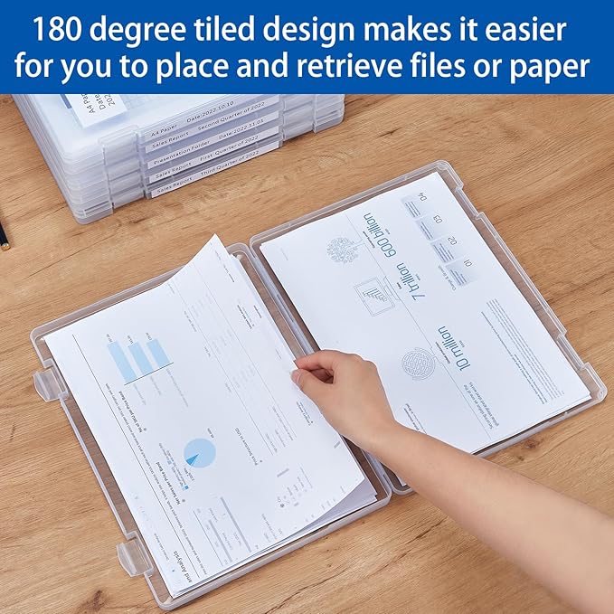 4 Pack A4 Paper Storage Box, 8.5 x 11 Project Case for US letter, Thick Scrapbook Storage Box Craft Storage Box Art Supplies Storage and Organization, Board Game Storage and Organizers