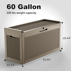 60 Gallon Deck Box,Waterproof Resin Outdoor Storage Box for Patio Furniture,Outdoor Cushions,Garden Tools and Pool Supplies,Weatherproof(Grey,60Gallon)