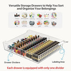 WOPITUES Storage Drawer Cart, Mobile Storage Cabinet, Makeup Storage with 10 Large Clear Drawers, Utility Wooden Rolling Cart on Wheels, for Cosmetic, Art Craft, Office Supplies, Toy, Grey