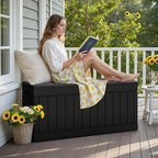 JUMMICO 78 Gallon Outdoor Deck Box Large Resin Storage Box for Patio Furniture Cushions and Garden Tools (Black)