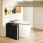 Toilet Paper Storage Basket with Lid - The Ultimate Bathroom Organizer, Free Standing Toilet Paper Holder for Up to 12 Mega Rolls, Toilet Tissue Storage Bin with Handle for RV Closet, Black