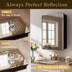 Medicine Cabinet with Mirror 20x26 Inch, Black Aluminum Bathroom Mirror Cabinet with Storage, 8 Adjustable Shelves Including 2 Anti-Tip Acrylic Boards, Recessed or Surface Mount, Soft Close