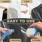 Hanging Vacuum Storage Bags,Hanging Vacuum Sealer Storage Space Saver Bags for Clothes, Suits, Coats, Dresses or Jackets, Reusable Compressed Vacuum Bags Closet Organizers,8 Pack(4 Long,4 Short)