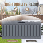 JUMMICO 78 Gallon Outdoor Deck Box Large Resin Storage Box for Patio Furniture Cushions, and Garden Tools (Gray)
