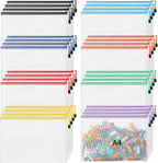 Jetec 32 Pcs Mesh Zipper Bags Toy Storage Bikini Organizer Bag Bolsas Para Guardar Trajes De Bano Waterproof Zipper Reusable Pouch Puzzle Multipurpose for Storage Office(Sweet Color,13 x 9.5 Inch)