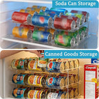 Can Organizer for Pantry, 4 Tier Canned Food Goods Storage Organizer, Clear Soda Can Organizer for Refrigerator Stackable Can Dispenser Rack Holders for Pantry Cabinet Fridge Countertop, Holds 48 Cans
