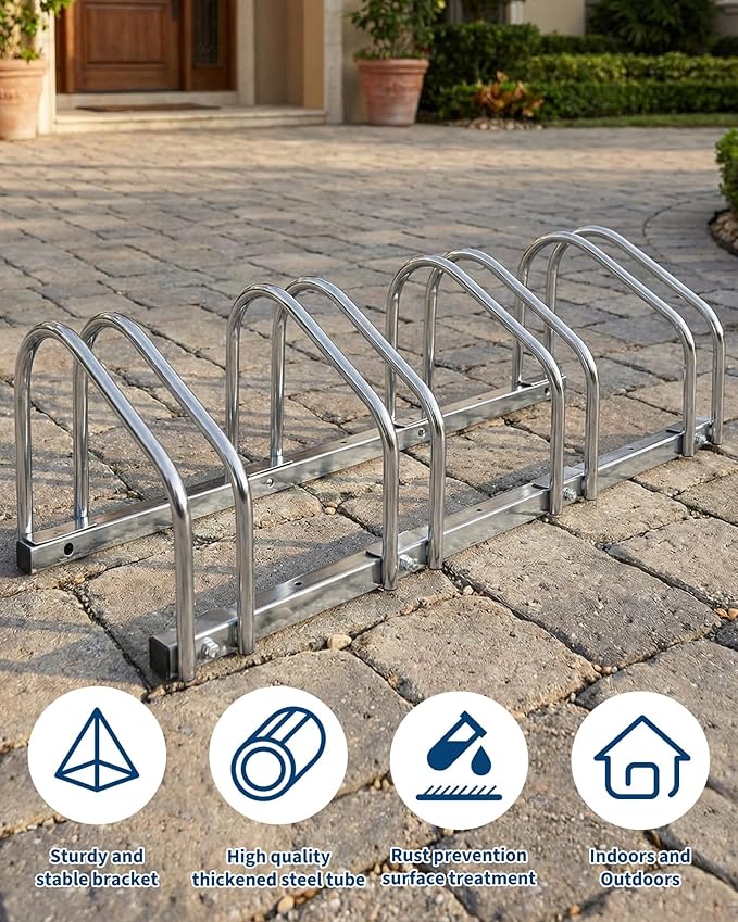 Bike Floor Stand, Freestanding Bike Parking Rack for Garage, Heavy Duty Bicycle Storage Organizer Fit 22-28" Wheels & 2.2" Tire Width,Indoor Outdoor Bike Storage Stand for Home, Apartment, Bike Shop