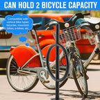 2 Pack 2 Bike Capacity Post and Ring Bike Rack Commercial Bicycle Rack 35" L Heavy Duty Galvanized Steel Bicycle Organizer Ground Parking Stand for Outdoor Garages Streets Yards Sidewalks