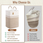 Laundry Basket Hamper,Blanket Storage,Dirty Clothes Hamper with Swivel Handles,Woven Cotton Rope Toy Baskets,Blanket Basket Living Room,Decorative Hampers for Nursery,Bedroom,White & Linen,80L