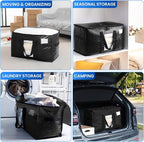 TAILI Extra Large Moving Bags, 4 Pack Black Heavy Duty Totes For Storage with Visible Window, Wrap Around Handles, Storage Bags for Space Saving, Alternative to Moving Boxes