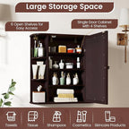 Tangkula Bathroom Medicine Cabinet with Mirror, Modern Wall Mounted Space-Saving Storage Organizer with Mirrored Door, 4 Internal Shelves & 6 Open Side Shelves, Bathroom Wall Cabinet (Coffee)