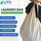 Laundry Bags| Storage bag| Heavy Duty Canvas Cotton Long Strap with Drawstring Closure| Travel Bag for Dirty Clothes| Hamper Liner and Machine Washable for Home College Dorm| 1 Pack 28"x36"