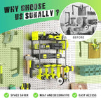 Power Tool Organizer, 4 Drill Holder Wall Mount, Garage Tool Organizer and Storage with Screwdriver Holder, Garage Organization, 4 Layer Cordless Drill Holder with Hammer Holder