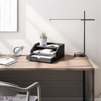Ballucci Desk Organizer with Drawer, 2 Tier Paper Office Supplies Desk Organizer, 13 2/5" x 9 3/5" x 6", Black