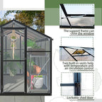 Polycarbonate Greenhouse for Outdoors, Large Walk-in Aluminum Frame Greenhouse with Lockable Door, Adjustable Roof Vent, UV Protection, Weather-Resistant for Garden Backyard (Black,6x8 FT)