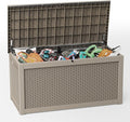 320 Gallon Deck Box Large Outdoor Storage Box Waterproof for Patio Furniture,Outdoor Cushions,Garden Tools and Pool Supplies,Weatherproof(Grey,320Gallon)