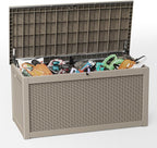 320 Gallon Deck Box Large Outdoor Storage Box Waterproof for Patio Furniture,Outdoor Cushions,Garden Tools and Pool Supplies,Weatherproof(Grey,320Gallon)