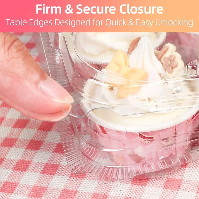 LotFancy (12 Count x 40 Sets) Mini Cupcake Containers with 480 Liners, Clear Plastic Cupcake Boxes Holders, Dozen Disposable Cupcake Carriers with Detachable Lid