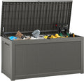 KAMABOKO 260 Gallon Outdoor Storage Box, Resin Deck Boxes Indoor and outdoor, Waterproof Storage Box Lockable Lid for Garden Tools, Package Delivery, Patio Cushions, Grey