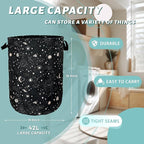 Moon and Stars Laundry Basket Foldable With Handles Colorful Tote Bag Oxford Cloth Funny Galaxy Laundry Hamper Clothes Storage Bucket Toy Organizer 18.9"x16.5" For Bathroom/Laundry/Bedroom