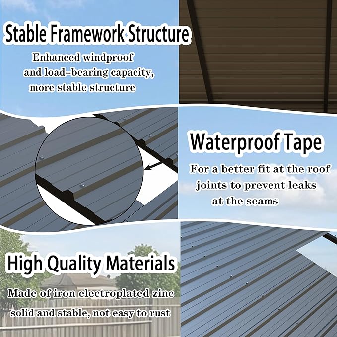Heavy Duty Metal Carport Galvanized Steel All Weather Carport Canopy with Anchor Kit for RV Boat Truck Tractor Garage Shelter in 10x20 12x20 20x20 20x30 20x40 FT Easy Assembly Carports Kit (20x20 FT)