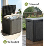 UDPATIO 30 Gallon Deck Box, Outdoor Storage Box Lockable Waterproof Resin, Indoor Outdoor Storage Container for Patio Cushions, Garden Tools, Pool Accessories, Package Delivery Boxes for outside
