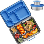 Stainless Steel Bento Box Kids, Kids Metal Bento Lunch Box BPA Free Lunch Box Containers 304 Stainless Steel Bento Box for School and Office(Bule)