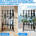 Freestanding Bike Rack - Heavy Duty 5-Bike Vertical Stand, Width: 53 Inches,350lb Capacity Garage Storage Organizer,Black