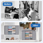 Direct 100L, 6 Pack, Storage Containers, Large Clothes Storage Bins Foldable Organization and Storage Bags with Reinforced Handle, Clear Window for Bedding, Blankets, Clothing, Grey