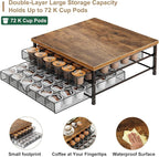 Coffee Pod Holder for K Cup Holder Drawer, 72 Capacity Coffee Pod Organizer K Cup Storage 2 Tier Pods Drawer Organizer Sliding Baskets for Coffee Station Counter, Black