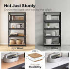 HOMEDANT House 5 Tier Heavy Duty Garage Shelving Adjustable Metal Rack Storage Shelves Standing Shelf Unit Organizers Pantry Closet Office (1, Black, (Wheels) 24.4" W x 16.2" D)