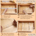 45 Pcs Adjustable Drawer Dividers with Fixed Buckle Drawer Organizer Box Dividers Back To School Gift for Socks Underwear Makeup Kitchen Bedroom Dresser Office Storage (Clear)