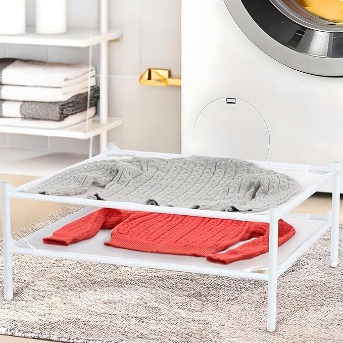 Sweater Drying Rack, 2-Layer Clothes Drying Rack Flat Mesh Stackable Laundry Drying Rack for Sweaters Socks Toys Indoor&Outdoor Use