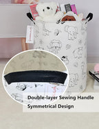 QUEENLALA Large Storage Basket,Laundry Hamper/Bathroom/Home Decor/Collapsible Round Storage Bin,Boys and Girls Hamper/Boxes/Clothing(Round-Zoo)