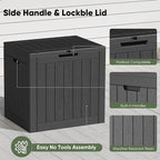NEWBULIG 31 Gallon Outdoor Storage Box, Waterproof Deck Box with Lockable Lid, Patio Furniture Bench & Side Table, Easy Assembly, for Garden, Pool, Patio & Backyard Organization, Black