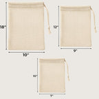 LITO LINEN AND TOWEL Organic Cotton Mesh Produce Bags – Mixed Size Reusable Grocery Bags (12 Pack) | Washable, Lightweight & Breathable Storage for Fruits, Vegetables, Bulk Foods & Zero Waste Living