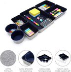 Welaxy Desk Drawer organizer felt trays desktop storage bins dividers for office supplies Nightstand sort catchall entryway key holder decluttering 7-piece (Navy)