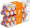 2 Pack Soda Can Organizer for Refrigerator, Stackable Canned Food Pop Cans Container Can Holder Dispenser with Lid for Fridge Rack Freezer, Clear Storage Bins-Holds 12 Cans Each (Clear)