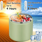 19oz Insulated Vacuum Food Jar with Buckle Lid Wide Mouth Soup Thermo for Hot Food Kids Leakproof Stainless Steel Lunch Container- Green-1Pack